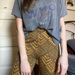 Free People Yellow and Black Patterned Flare Pants